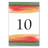 金ゴールドモダンレッドグリーンクリスマステーブル番号カード テーブルナンバー (正面)