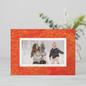 金ゴールドモダンレッド白クリスマスフレーム写真ハッピー 箔シーズンカード (立ち正面)