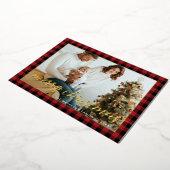 金ゴールドモダンレッド黒格子写真クリスマス 箔シーズンカード (回転した状態)