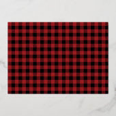 金ゴールドモダンレッド黒格子写真クリスマス 箔シーズンカード (裏面)