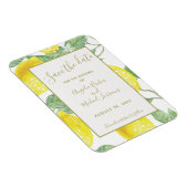 金ゴールドモダンレモンと葉が日付を保存 マグネット (右側)