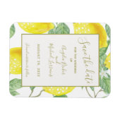 金ゴールドモダンレモンと葉が日付を保存 マグネット (横)