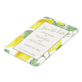 金ゴールドモダンレモンと葉が日付を保存 マグネット (左側)