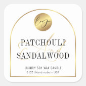 金ゴールドモダンロゴ製品の瓶しょうゆろうそくラベル スクエアシール (正面)