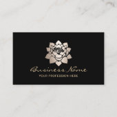 金ゴールドモダンロータスフラワーブラックサロン&スパ 名刺 (正面)