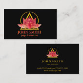 金ゴールドモダンロータロゴエレガントフローラヨガスパ 名刺 (正面/裏面)