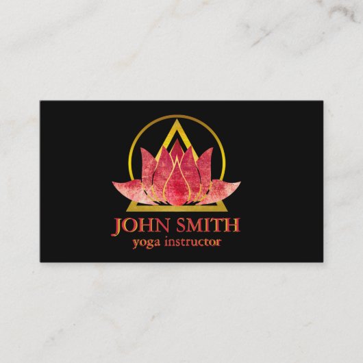 金ゴールドモダンロータロゴエレガントフローラヨガスパ 名刺 (正面)