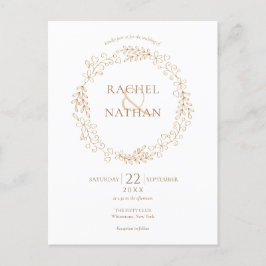 金ゴールドモダンローレル·ガエレガントーランド結婚ズ インビテーションポストカード