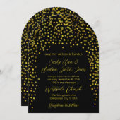 金ゴールドモダンヴィンテージタイポグラフィ結婚式招待状 招待状 (正面/裏面)