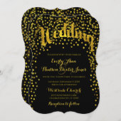 金ゴールドモダンヴィンテージタイポグラフィ結婚式招待状 招待状 (正面/裏面)