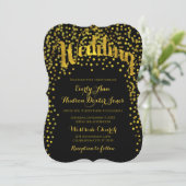 金ゴールドモダンヴィンテージタイポグラフィ結婚式招待状 招待状 (スタンド正面)