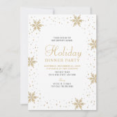 金ゴールドモダン企業のホリデーディナーパーティー 招待状 (正面)