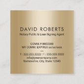 金ゴールドモダン公証人スタンプローン署名業者 スクエア名刺 (裏面)