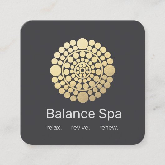 金ゴールドモダン円曼荼羅モチーフ スクエア名刺 (正面)