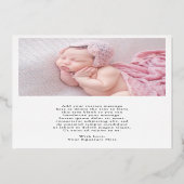 金ゴールドモダン写真かわいい休日の誕生発表 箔シーズンカード (裏面)