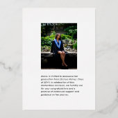 金ゴールドモダン写真の卒業発表カード 箔招待状 (裏面)