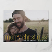 金ゴールドモダン写真メリークリスマス 箔シーズンカード (正面)
