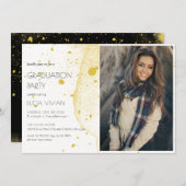 金ゴールドモダン写真卒業会 招待状 (正面/裏面)