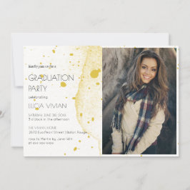 金ゴールドモダン写真卒業会 招待状
