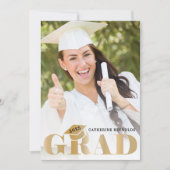 金ゴールドモダン写真卒業会 招待状 (正面)