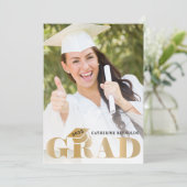 金ゴールドモダン写真卒業会 招待状 (スタンド正面)