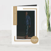 金ゴールドモダン写真卒業招待状 招待状 (正面)