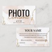 金ゴールドモダン写真同意カード 名刺 (正面/裏面)