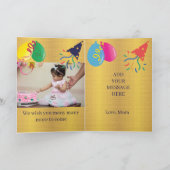 金ゴールドモダン写真名幸せな3rd誕生日カード カード (内部)