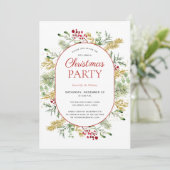 金ゴールドモダン冬の緑のクリスマスパーティー 招待状 (スタンド正面)