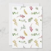 金ゴールドモダン冬の緑のクリスマスパーティー 招待状 (裏面)