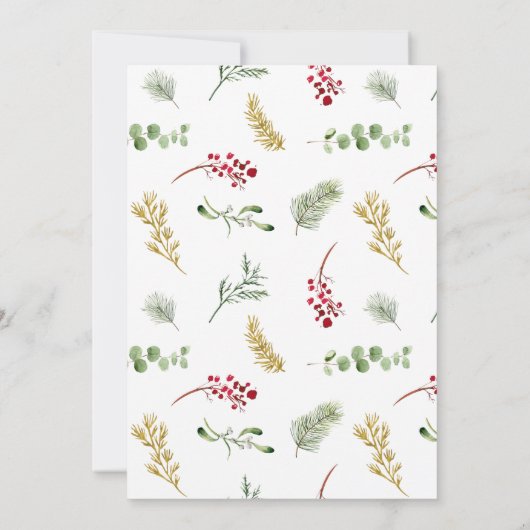金ゴールドモダン冬の緑のクリスマスパーティー 招待状 (裏面)