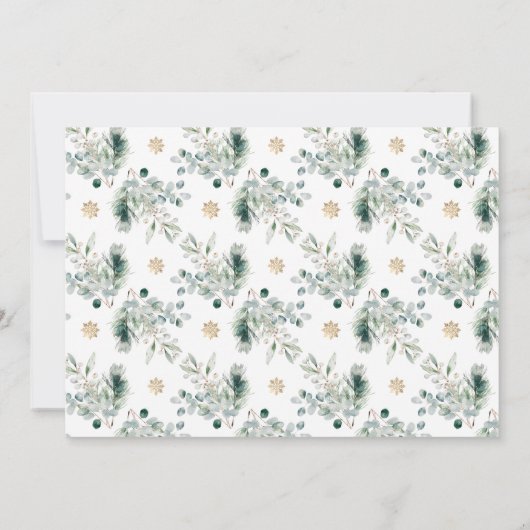 金ゴールドモダン冬の緑の宗教的なクリスマス シーズンカード (裏面)