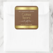 金ゴールドモダン包装ラベル茶色のコーヒー豆 スクエアシール (バッグ)