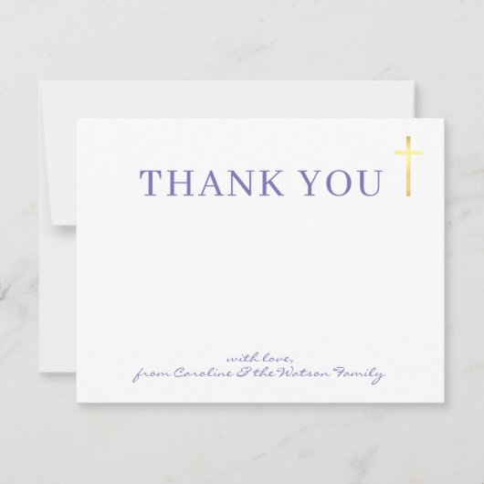 金ゴールドモダン十字聖バプテスマ感謝していープルユー 招待状 (正面)