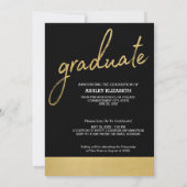 金ゴールドモダン卒業写真の発表 招待状 (裏面)