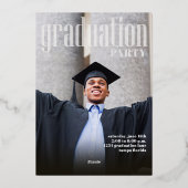 金ゴールドモダン卒業写真テンプレート 箔招待状 (裏面)