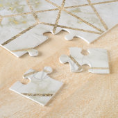 金ゴールドモダン及び大理石幾何学星花画像 ジグソーパズル (側面)