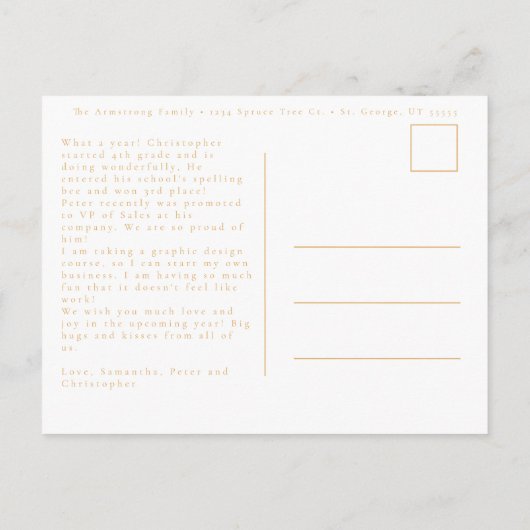 金ゴールドモダン台本の宗教的なクリスマスフォト シーズンポストカード (裏面)