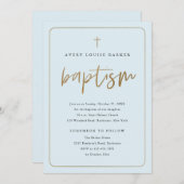 金ゴールドモダン台本宗教少年バプテスマ 招待状 (正面/裏面)