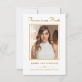 金ゴールドモダン台本葬儀写真記念祈りの言葉 カード (正面)