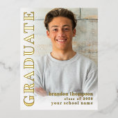 金ゴールドモダン大学院写真招待状テンプレート 箔招待状ポストカード (正面)