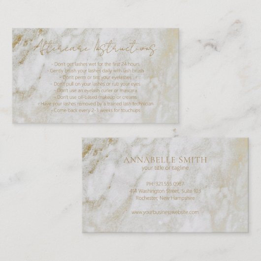 金ゴールドモダン大理石のラエレガントッシュアフターケア 名刺 (正面/裏面)