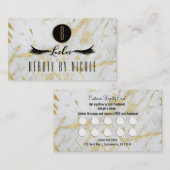 金ゴールドモダン大理石まつげ顧客ロイヤリティカード ロイヤリティカード (正面/裏面)