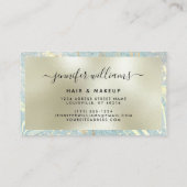 金ゴールドモダン大理石エレガントブルーメイクアップアーティストシック 名刺 (裏面)
