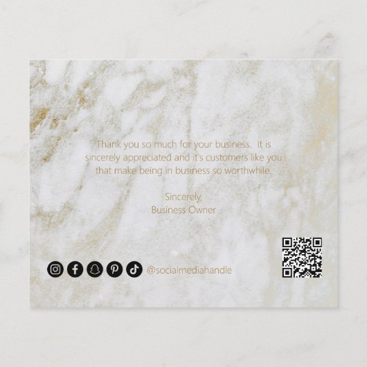 金ゴールドモダン大理石バジェットビジネスサンキューカード (裏面)