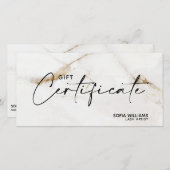 金ゴールドモダン大理石証明書ギフトカード (正面/裏面)