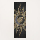 金ゴールドモダン太陽ムーンプラネットユニバースマンダラ ヨガマット (正面)