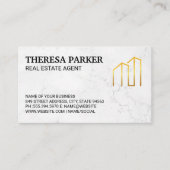 金ゴールドモダン実在エステートのロゴ 名刺 (正面)