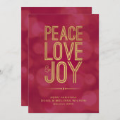 金ゴールドモダン平和の愛と喜び写真なし シーズンカード (正面/裏面)