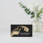 金ゴールドモダン建築掘削機設備運転士 名刺 (スタンド正面)